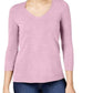 Karen Scott Women's V-Neck Sweater Pink Size Petite Medium