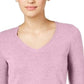 Karen Scott Women's V-Neck Sweater Pink Size Petite Medium