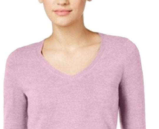 Karen Scott Women's V-Neck Sweater Pink Size Petite Medium