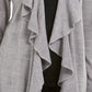 Karen Scott Women's Ruffle Front Cardigan Grey Size Large