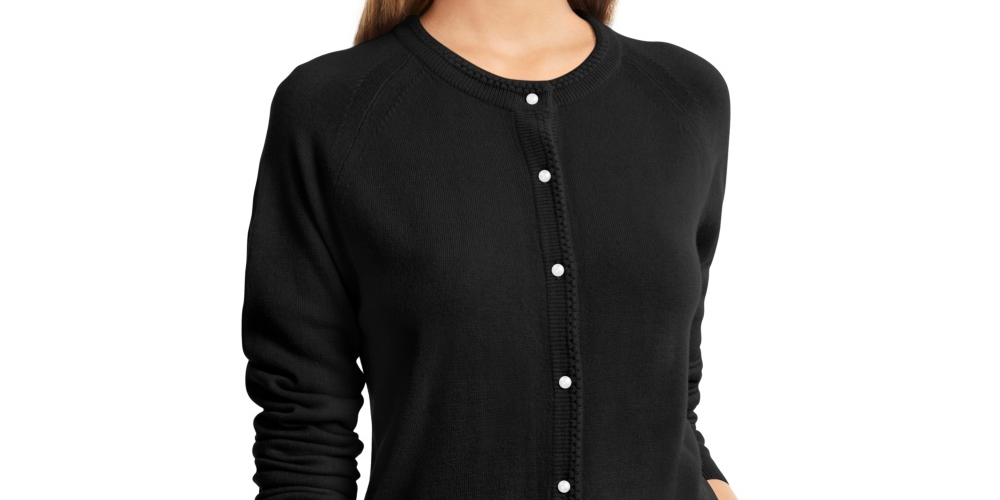 Karen Scott Women's Petite Luxsoft Button Cardigan Black Size Petite Small