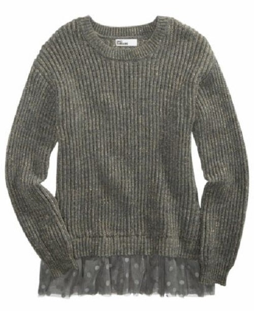 Epic Threads Big Girls Lace Peplum Sweater Gray Size X-Large