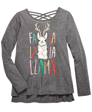 Epic Threads Big Girls Fa La Llama T-Shirt Gray Size Large