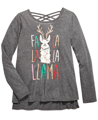 Epic Threads Big Girls Fa La Llama T-Shirt Gray Size Medium