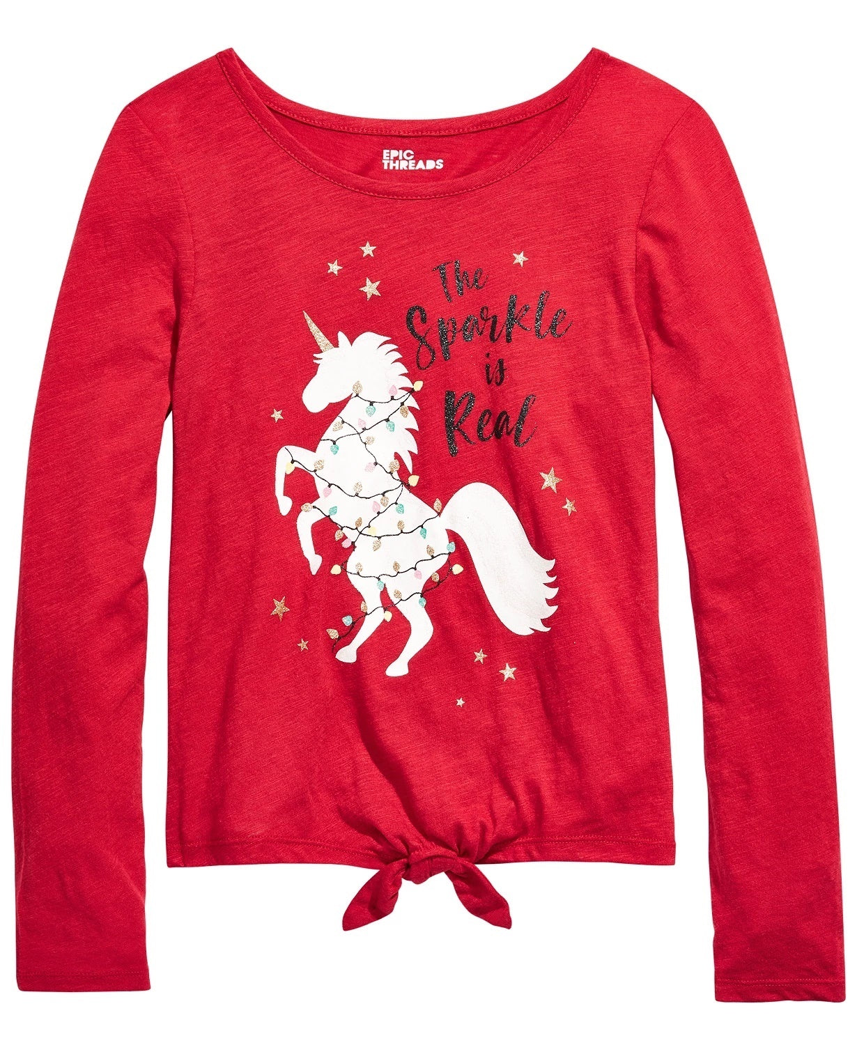 Epic Threads Big Girls Real Sparkle Unicorn T-Shirt Dark Red Size Small