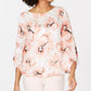 Alfani Women's Petite Printed Bubble-Hem Top Orange Size Medium