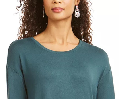 Style & Co Women's Drawstring Tie-Cuff Top Med Green Size Extra Large