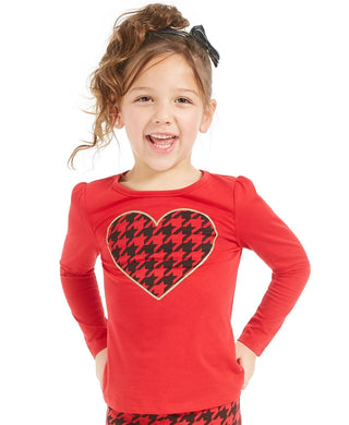 Epic Threads Little Girl's Houndstooth Heart T-Shirt Dark Red Size 6