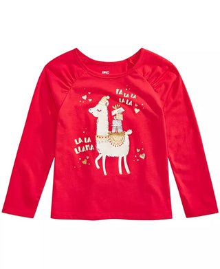 Epic Threads Toddler Girl's Festive Llama T-Shirt Dark Red Size 3T