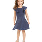Epic Threads Toddler Girl's Metallic Knit Flutter Dress  Blue Size 3T