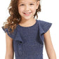 Epic Threads Toddler Girl's Metallic Knit Flutter Dress  Blue Size 3T