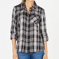 Style & Co Women's Plaid One-Pocket Shirt Black Size Medium