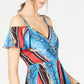 INC International Concepts Women's Printed Cold-Shoulder Dress Black Size 4 Petite