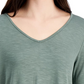 Style & Co Women's V-Neck Chiffon-Hem Top Med Green Size Medium