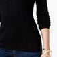 Charter Club Women's Heathered Ribbed Turtleneck Top Black Size Large