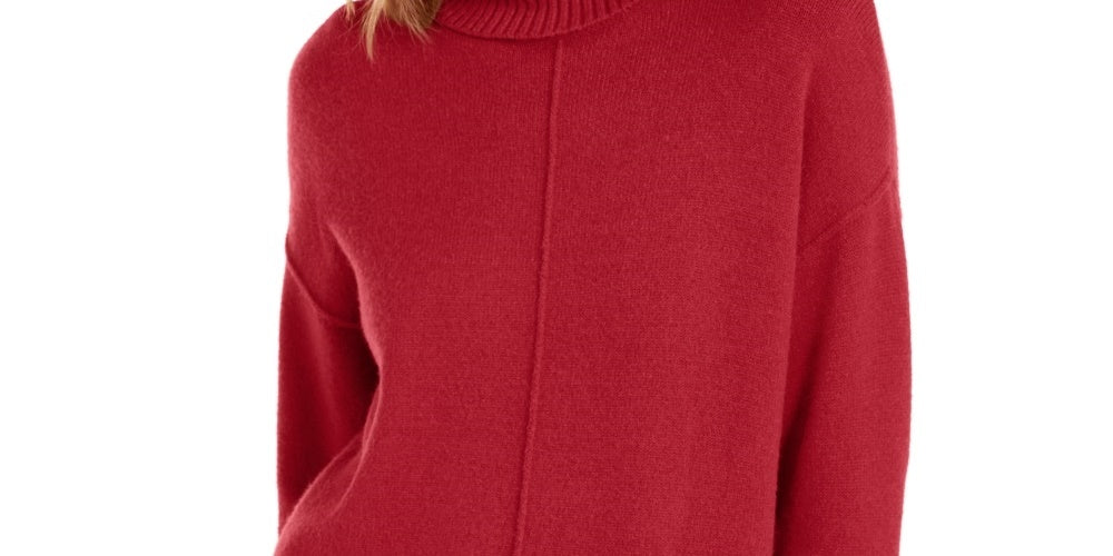 Alfani Women's Dropped-Shoulder Turtleneck Red Size Large