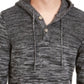 Sun + Stone Men's Heathered Henley Hoodie Black Size Small