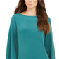 JM Collection Women's Grommet Crossover-Hem Top Green Size Medium