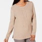 Karen Scott Women's Cable-Knit Panel Sweater Brown Size X-Small
