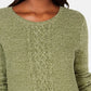Karen Scott Women's Cable-Knit Panel Sweater Green Size XX Large