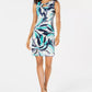 JM Women's Collection Printed Keyhole Dress Green Size Large