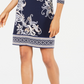 JM Collection Women's Printed Studded Dress Navy Size Medium