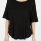 Alfani Women's Scoop Neck Batwing Sleeve Top Black Size Small