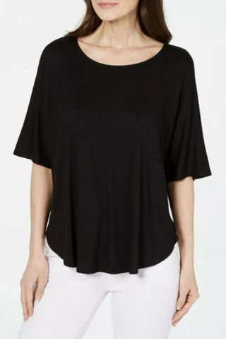 Alfani Women's Scoop Neck Batwing Sleeve Top Black Size Small