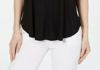 Alfani Women's Scoop Neck Batwing Sleeve Top Black Size Small