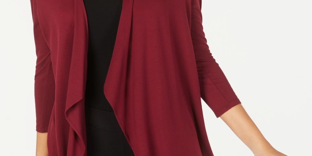 Alfani Women's Open Front Cardigan Red Size Small