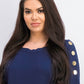 JM Collection Women's Button-Sleeve Sweater Dark Blue Size Large