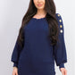 JM Women's Collection Button-Sleeve Sweater Dark Blue Size Small