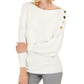 JM Collection Women's Button Sleeve Sweater White Size X-Large