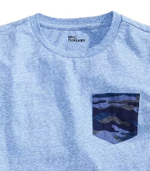 Epic Threads Big Boy's Camo-Pocket T-Shirt Navy Size Medium