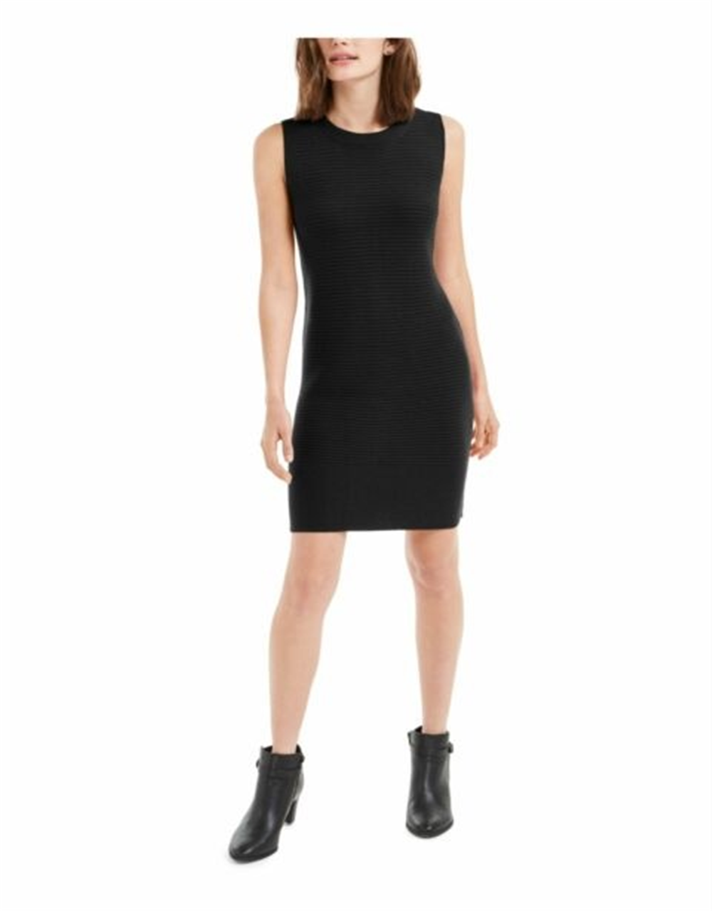 Maison Jules Women's Sleeveless Jewel Neck Short Body Con Dress Black Size X-Large