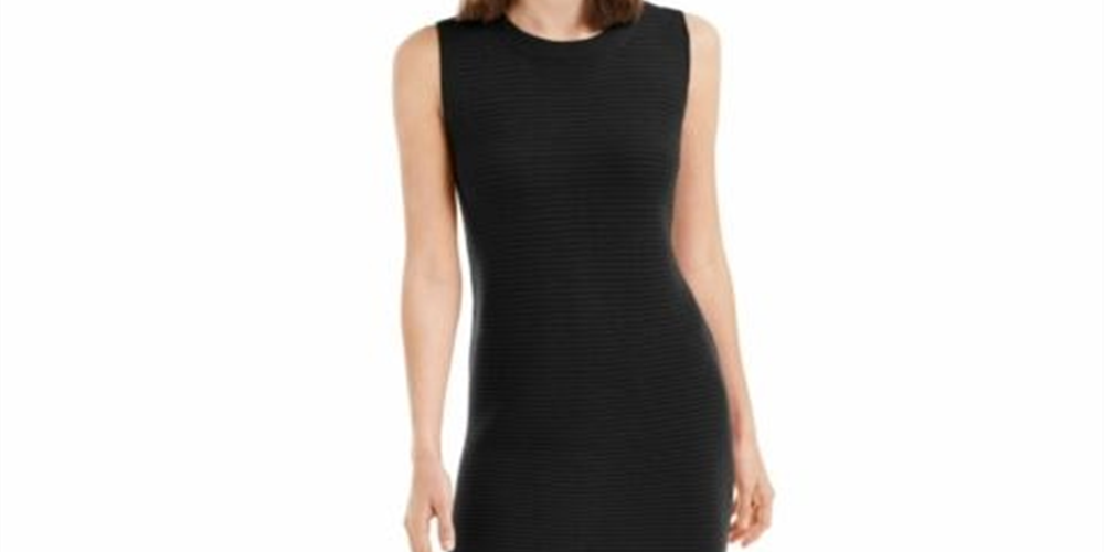 Maison Jules Women's Sleeveless Jewel Neck Short Body Con Dress Black Size X-Large