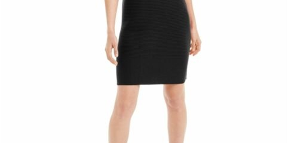 Maison Jules Women's Sleeveless Jewel Neck Short Body Con Dress Black Size X-Large