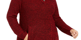 Style & Co Women's Plus Button Trim Sweater Red Size 0X
