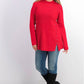 Style & Co Women's Mock Neck Lace-Up Ribbed Knit Sweater Red Size Small