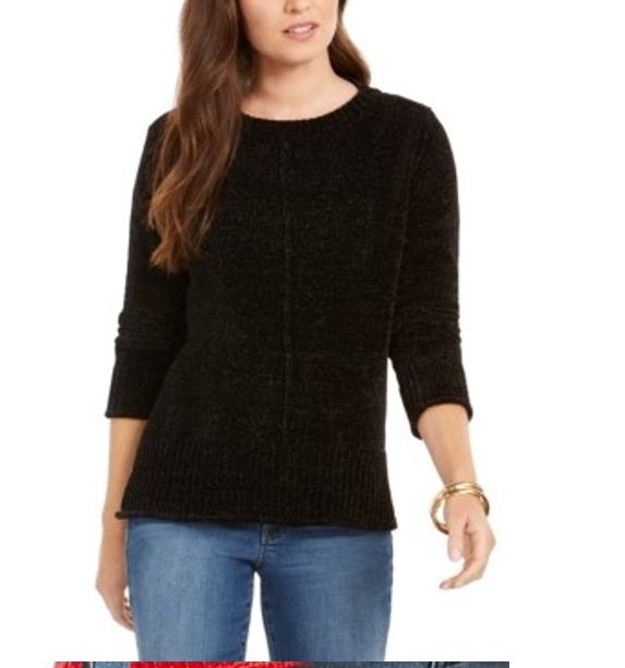 Style & Co Women's Chenille Sweater Black Size XX-Large