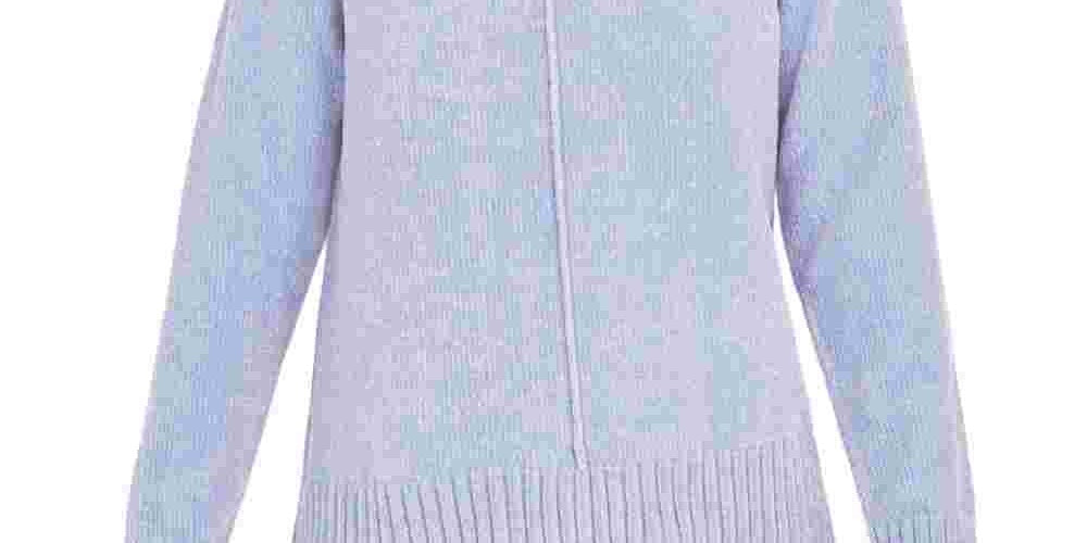 Style & Co Women's Heather Long Sleeve Crew Neck Blouse Sweater Blue Size Petite Large