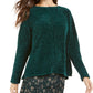 Style & Co Women's Textured Ribbed 3/4 Sleeve Crew Neck Sweater Green Size Petite Petite