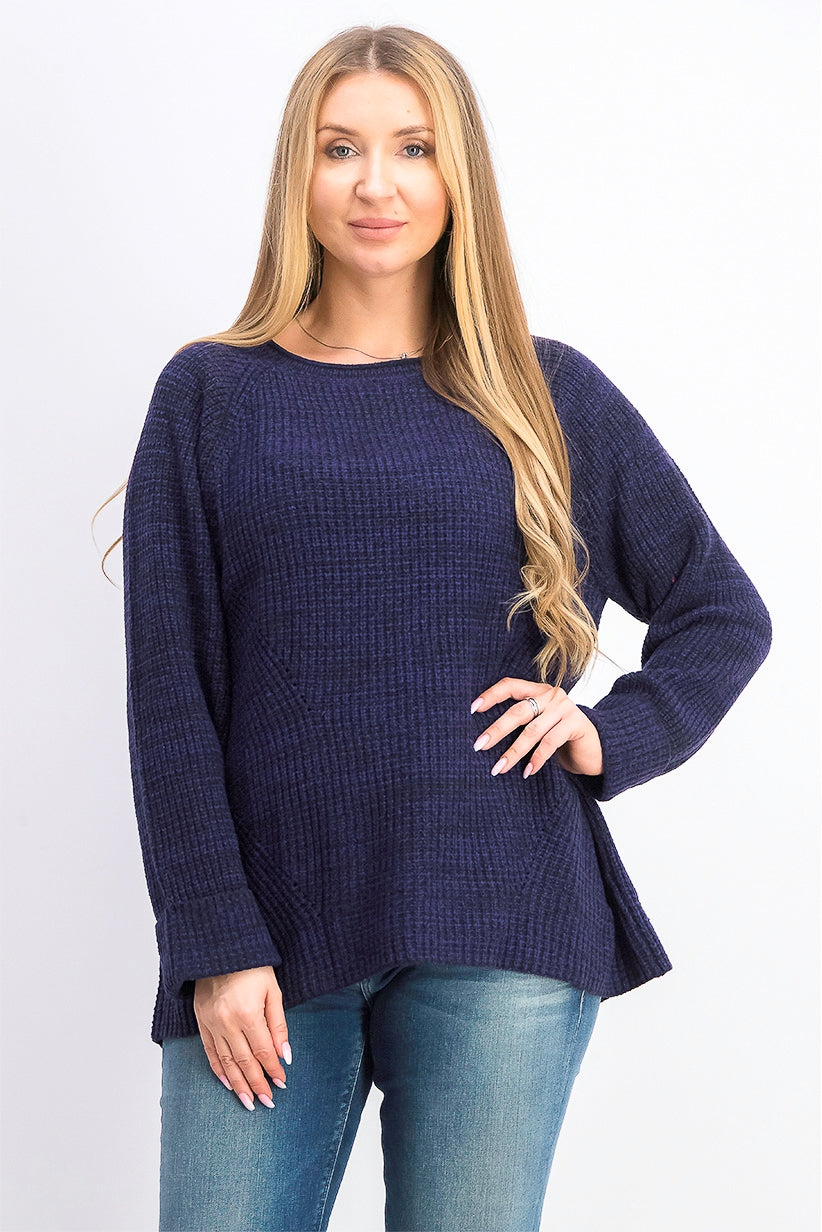 Style & Co Women's Crewneck Marled Sweater Dark Purple Size Small