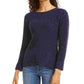 Style & Co Women's Textured Long Sleeve Jewel Neck Sweater Purple Size Petite Petite