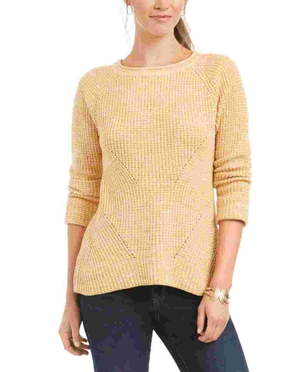Style & Co Women's Marled Knit Sweater Yellow Size Petite Large