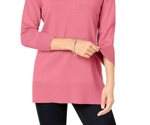 Karen Scott Women's Bateau-Neck Long-Sleeve Sweater Pink Size Extra Large