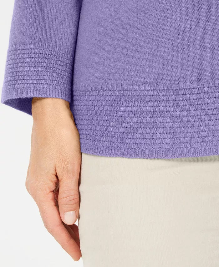 Karen Scott Women's Bateau-Neck Long-Sleeve Sweater Purple Size Medium