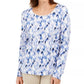 Karen Scott Women's Printed Scoop Neck Top Blue Size Small