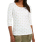 Karen Scott Women's Shimmer Camel-Print Top White Size Medium