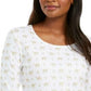 Karen Scott Women's Shimmer Camel-Print Top White Size Medium